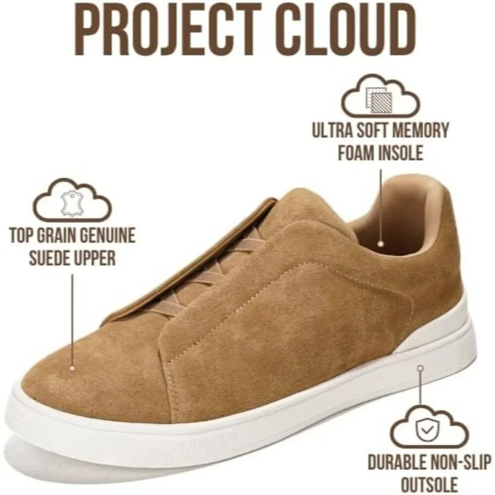 Men's Genuine Leather Camel Genuine Suede Foam Insole Lightweight Sneakers Shoes